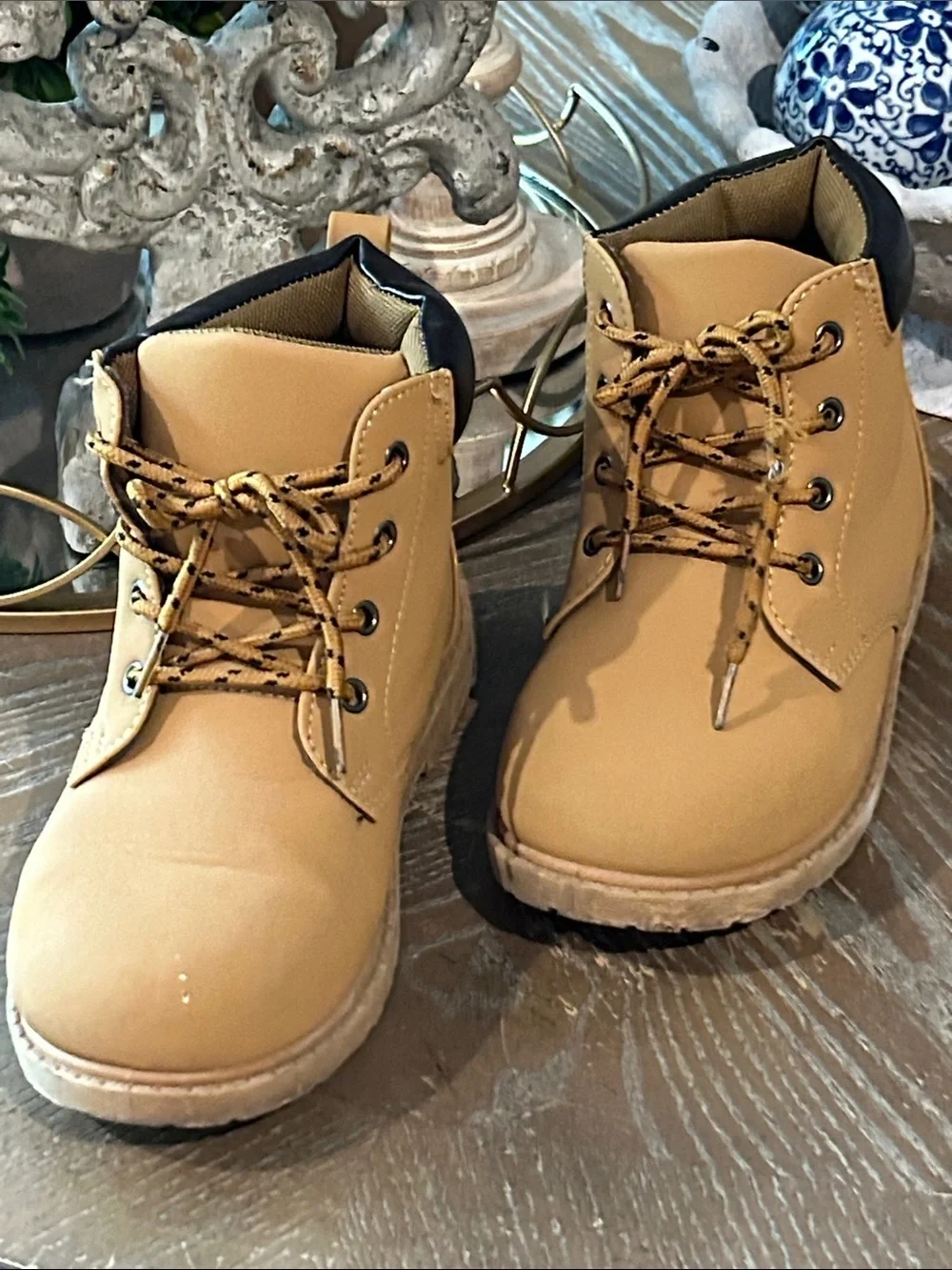 Kids Tan Workmen Work Style Boots Big Boys Size 3